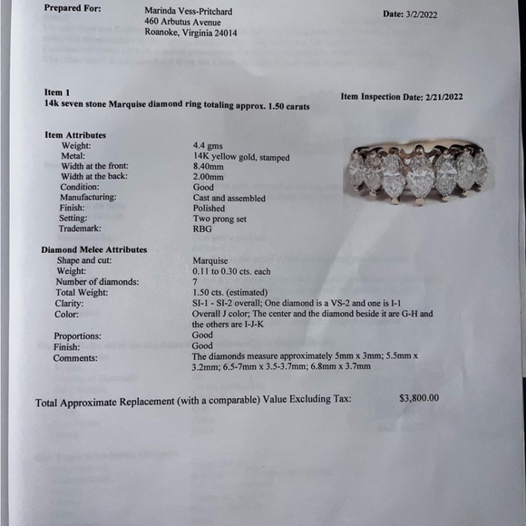 DIAMOND RING WITH PROFESSIONAL APPRAISAL - Picture 1 of 7